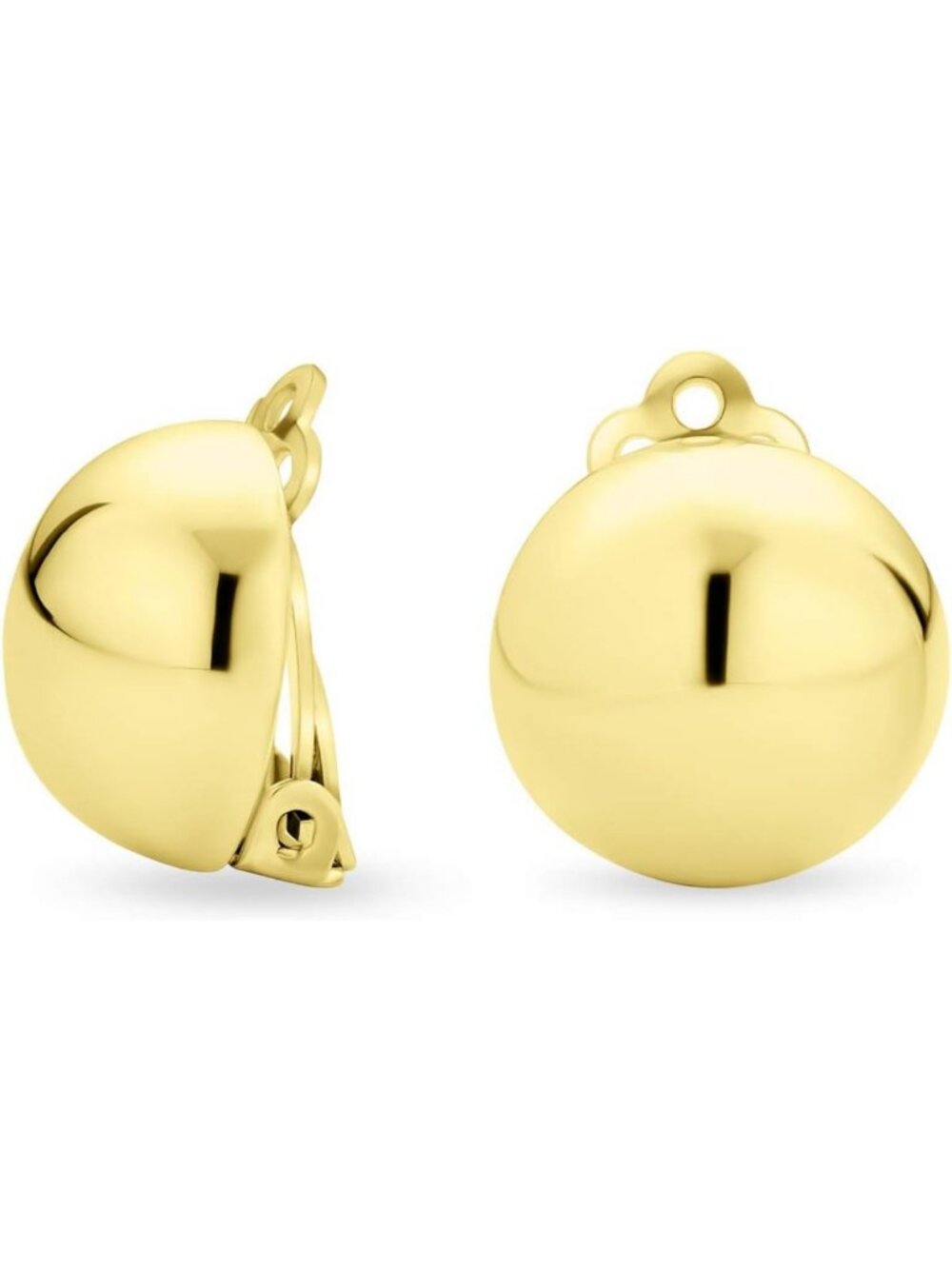 Chic Gold Plated Round Ball Dome Clip-On Earrings | Stylish & Elegant Accessory